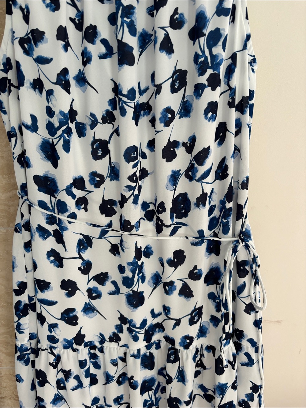 Elizabeth and James White Maxi Dress with Navy Floral Print - Picture 3 of 7